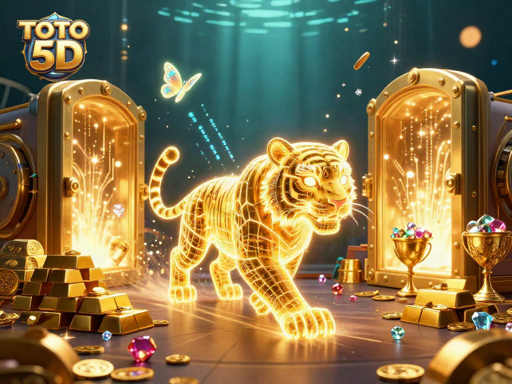 TOTO 5D illustration captures thrilling moments in a vibrant digital casino atmosphere.