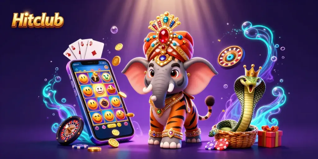 Hitclub spins with thrilling slot game excitement represented by a vibrant 3D scene.