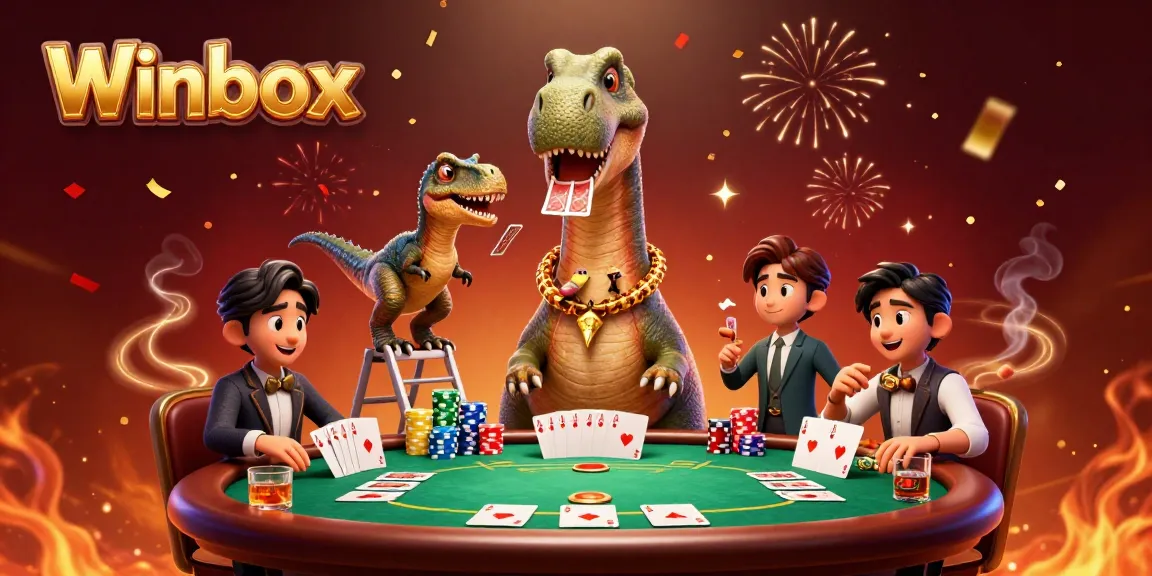 Winbox brings excitement to the casino with a towering brontosaurus and card-dealing raptor.