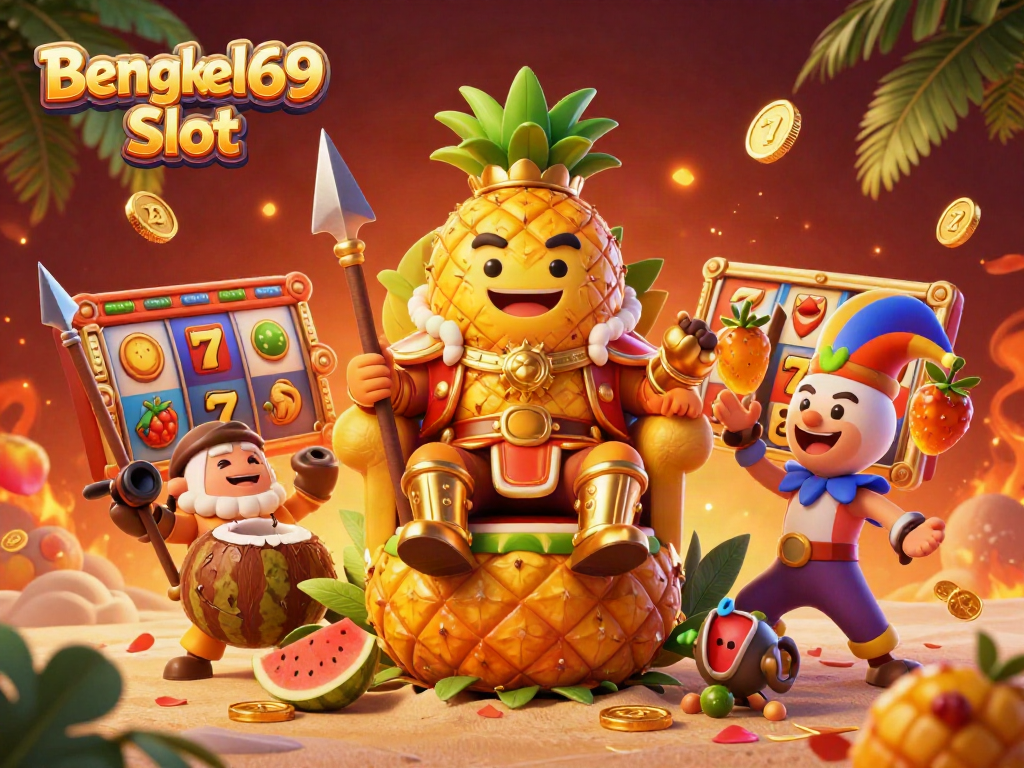 Engage with the exciting world of Bengkel69 Slot, featuring a jungle-themed slot machine scene.