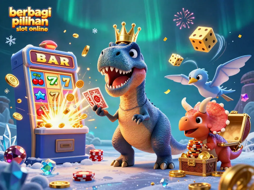 Menggali berbagai pilihan slot online melalui slot gacor HOKI777 dengan ilustrasi menarik yang penuh warna.