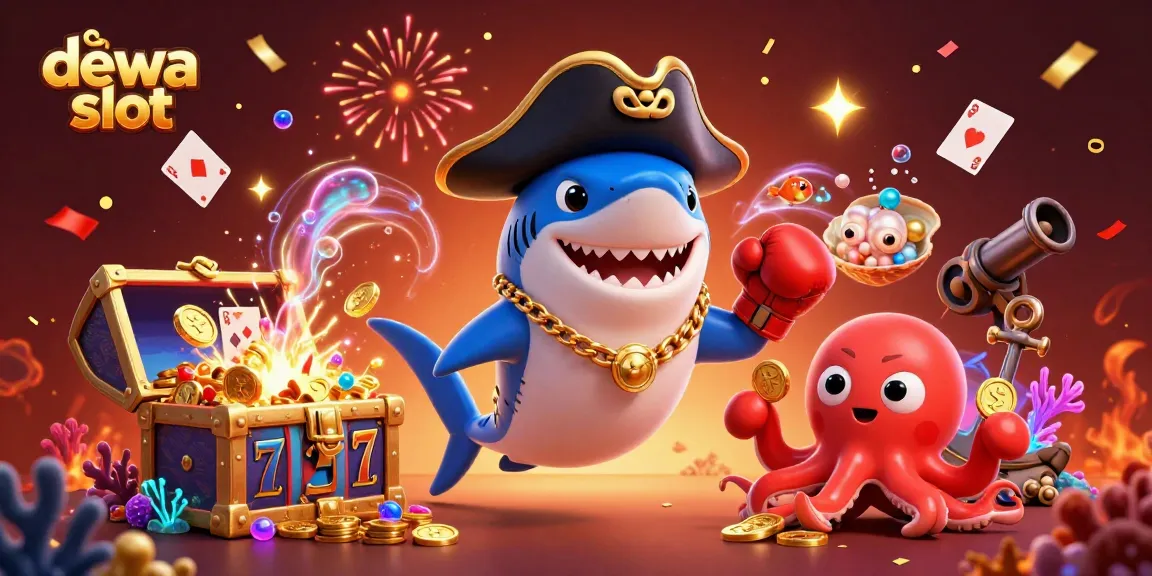 Slot777 dan dewa slot tampil mengesankan dengan karakter kartun 3D menarik dalam ilustrasi yang penuh warna.
