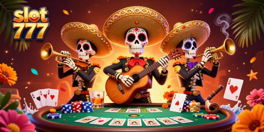 Menangkan slot 777 dengan suasana meriah dari band mariachi kerangka di kasino.