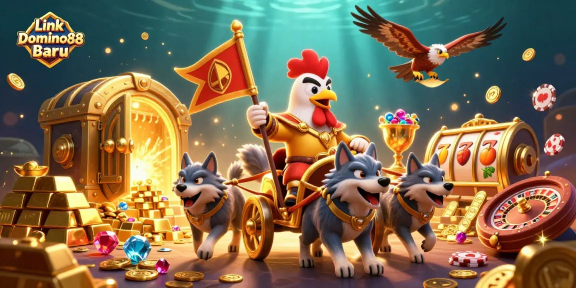 Join the adventure with Link Domino88 Baru as the rooster warlord reigns over treasure at the casino!