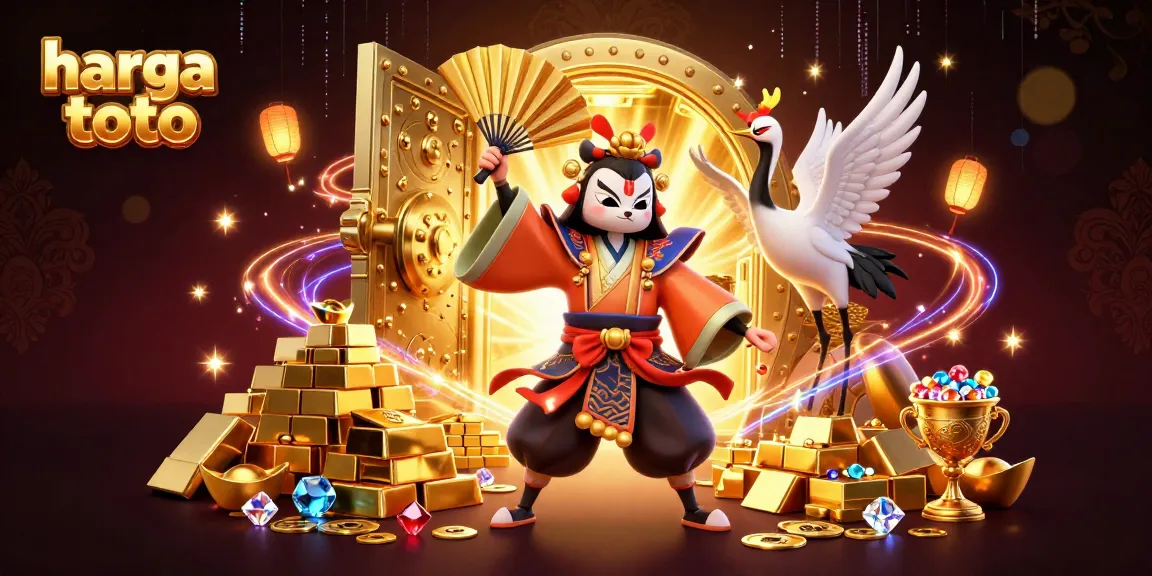 Engage with harga toto featuring a kabuki warrior and kitsune in a vibrant casino treasure scene.