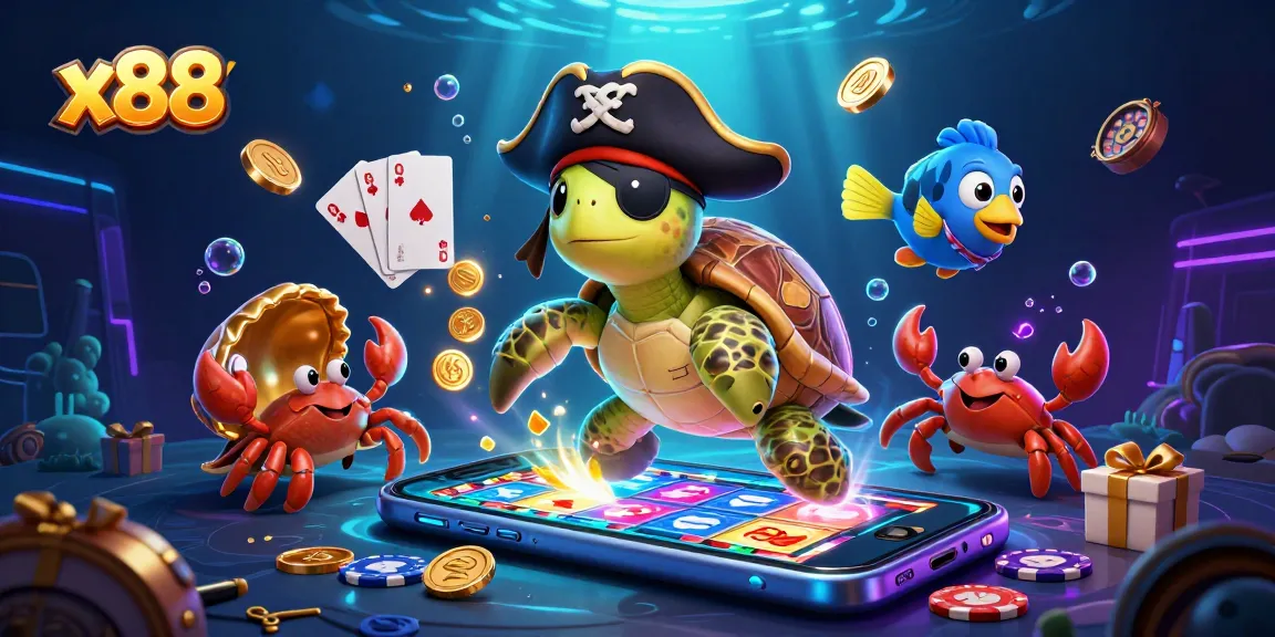 x88 players spinning reels and winning prizes in a vibrant underwater casino scene