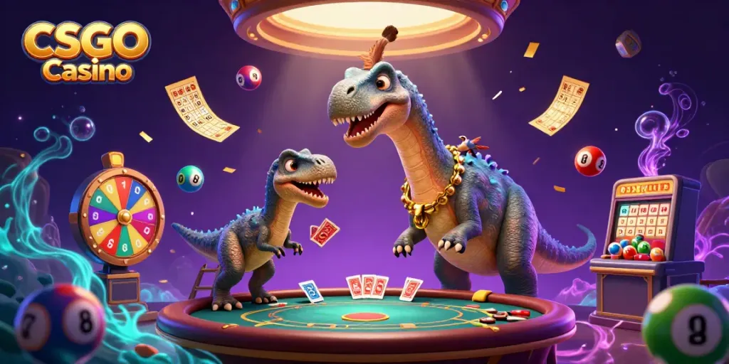 Experience exciting gameplay at a vibrant CSGO Casino with animated characters, vibrant games, and thrilling action.