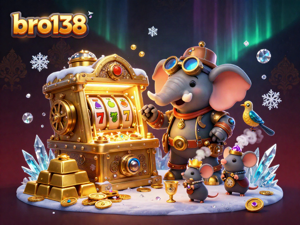 Spin the golden slot machine at bro138 with vibrant 3D characters and dazzling treasures!