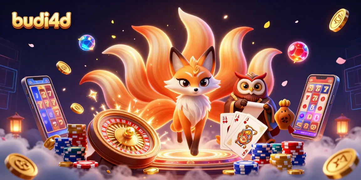 Engage with vibrant gameplay at budi4d featuring a nine-tailed fox and sparkling casino elements.