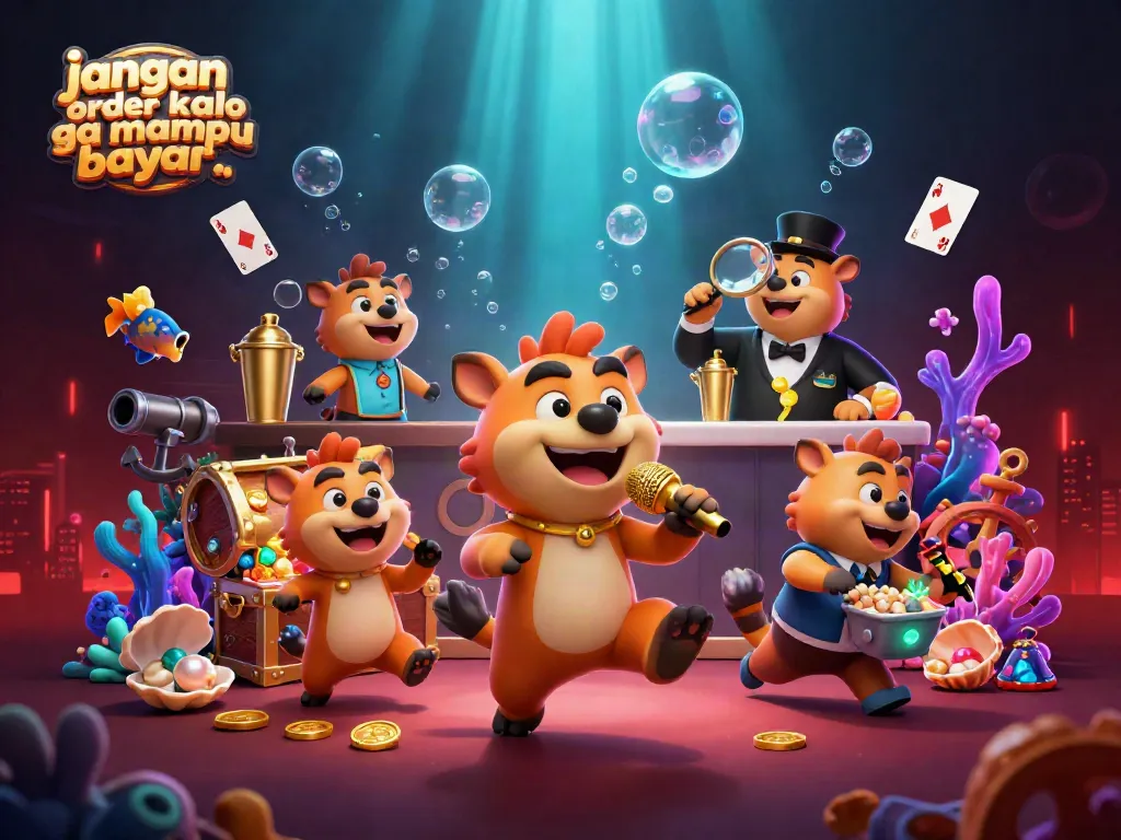 Experience the thrilling world of gambling while remembering not to order if you can't pay with this vibrant underwater casino scene.