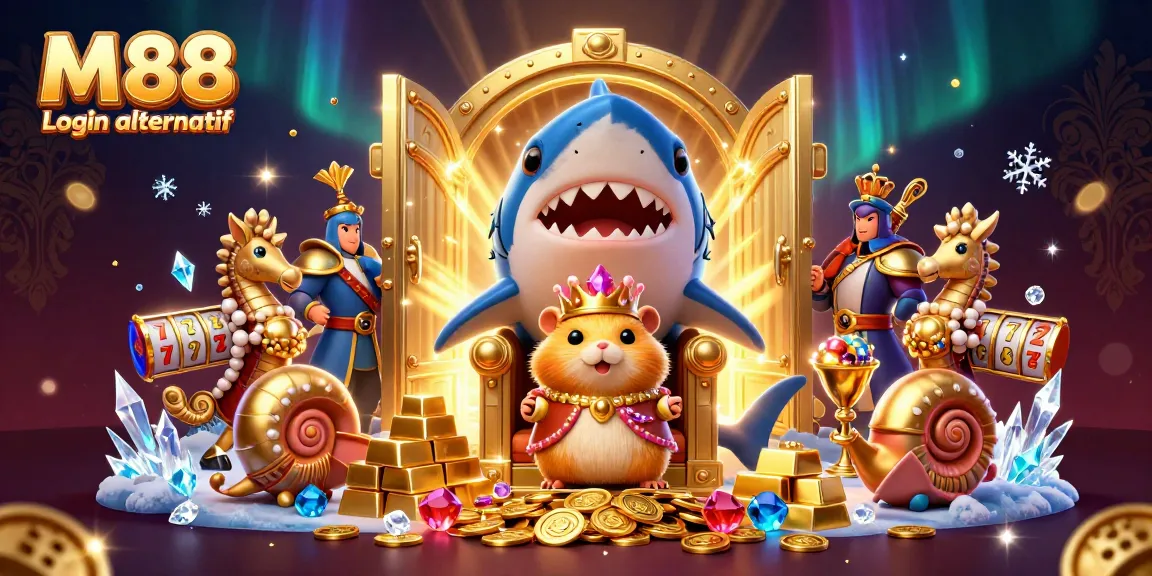 Experience vibrant gaming with M88 Login alternatif's colorful casino-themed illustration.