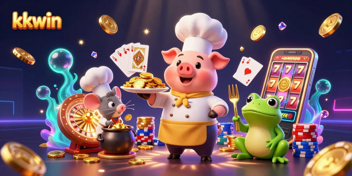 Engage in thrilling games at kkwin with gold coins and vibrant casino elements.