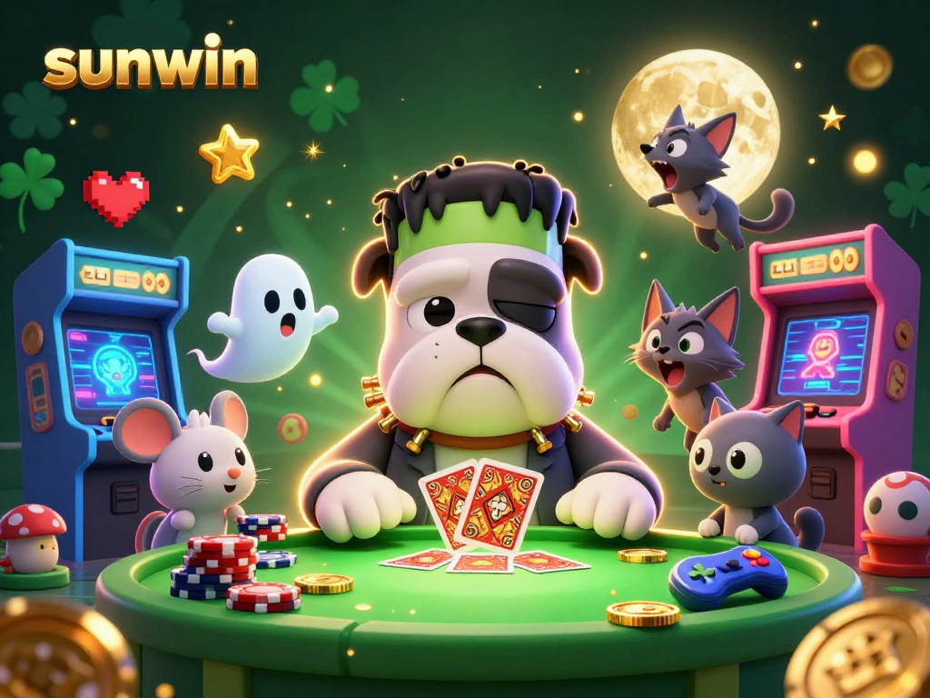 Engage with the enchanting sunwin gaming experience featuring a lively 3D scene of monster characters.