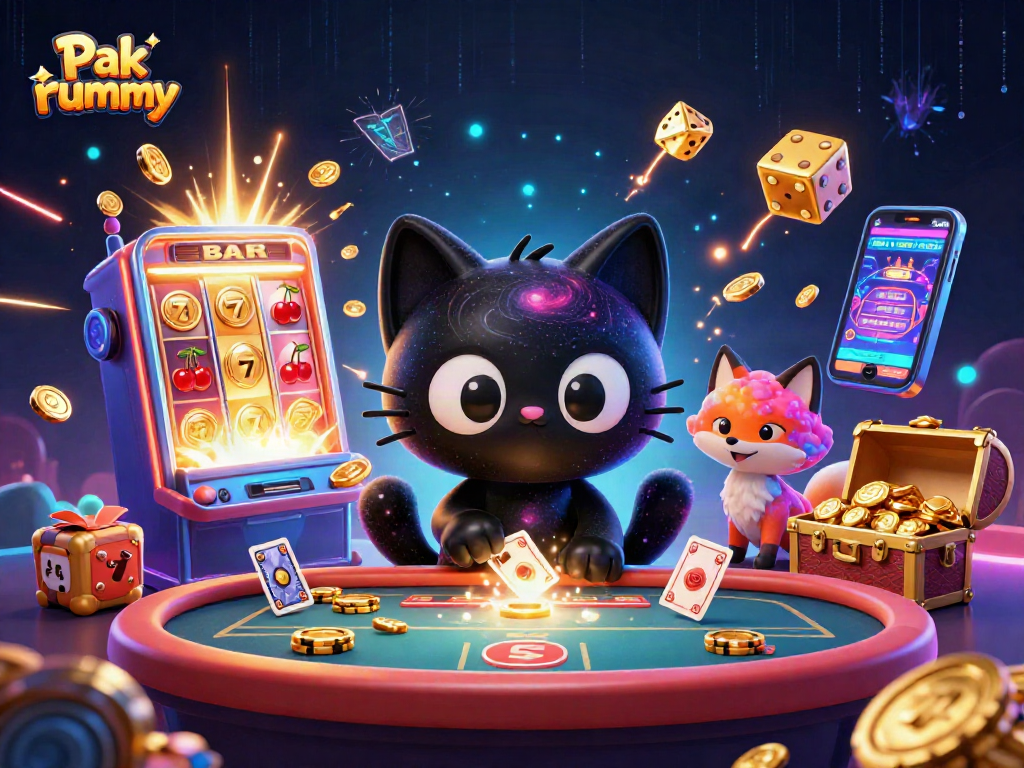 Experience Pak rummy magic with a cosmic casino scene rich in vibrant colors and festive elements.