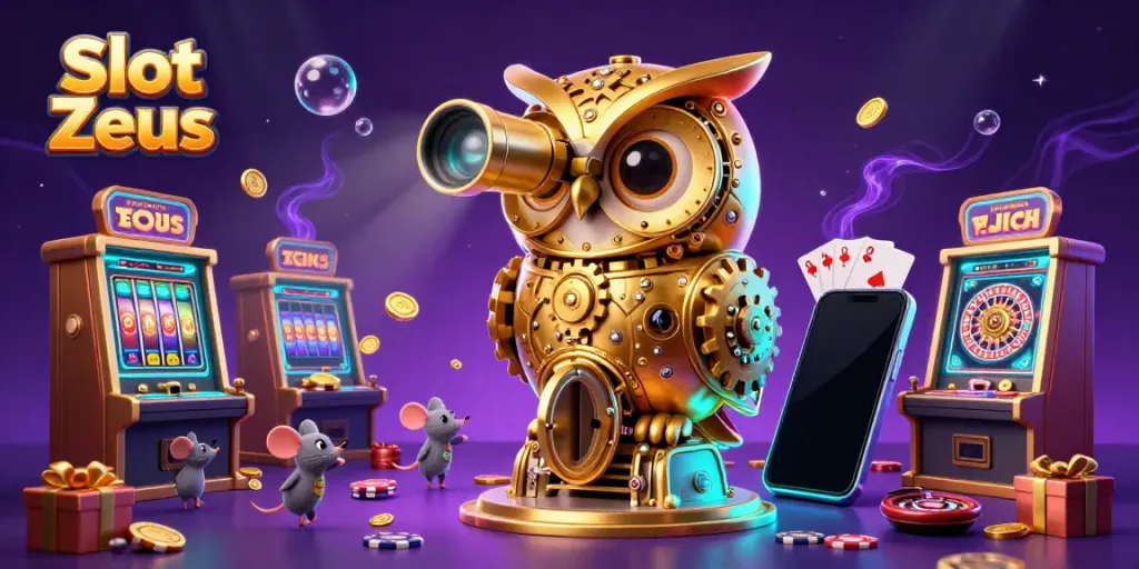 Engage with Slot Zeus as golden owls and wind-up mice enrich the casino atmosphere.