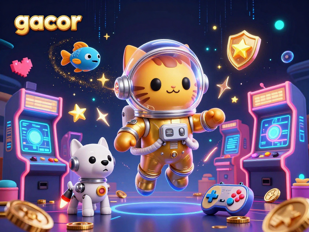 Gacor permainan kasino yang menarik dengan astronaut kucing dan robot anjing di luar angkasa.