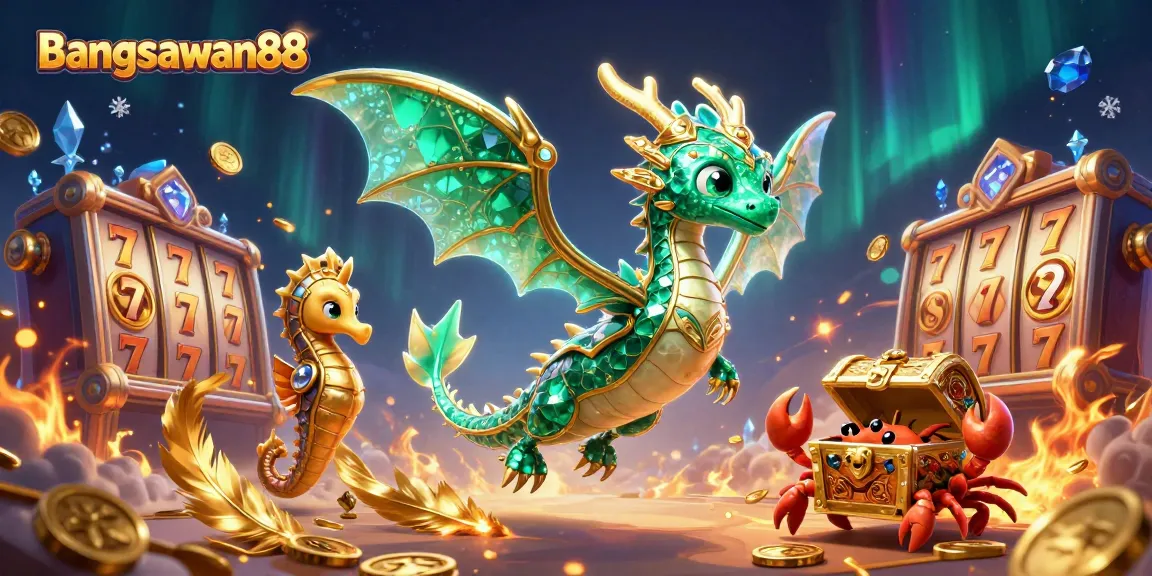 Experience epic gameplay with bangsawan88 in a vibrant 3D casino scene featuring sea dragon and treasure.