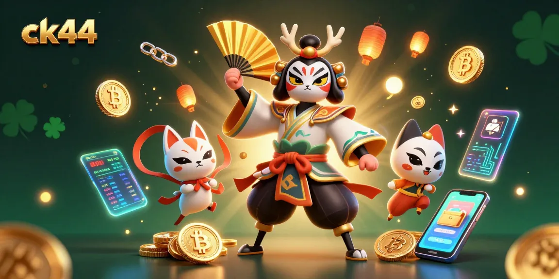 Engage with ck44's thrilling gaming adventure featuring vibrant 3D characters and crypto elements.