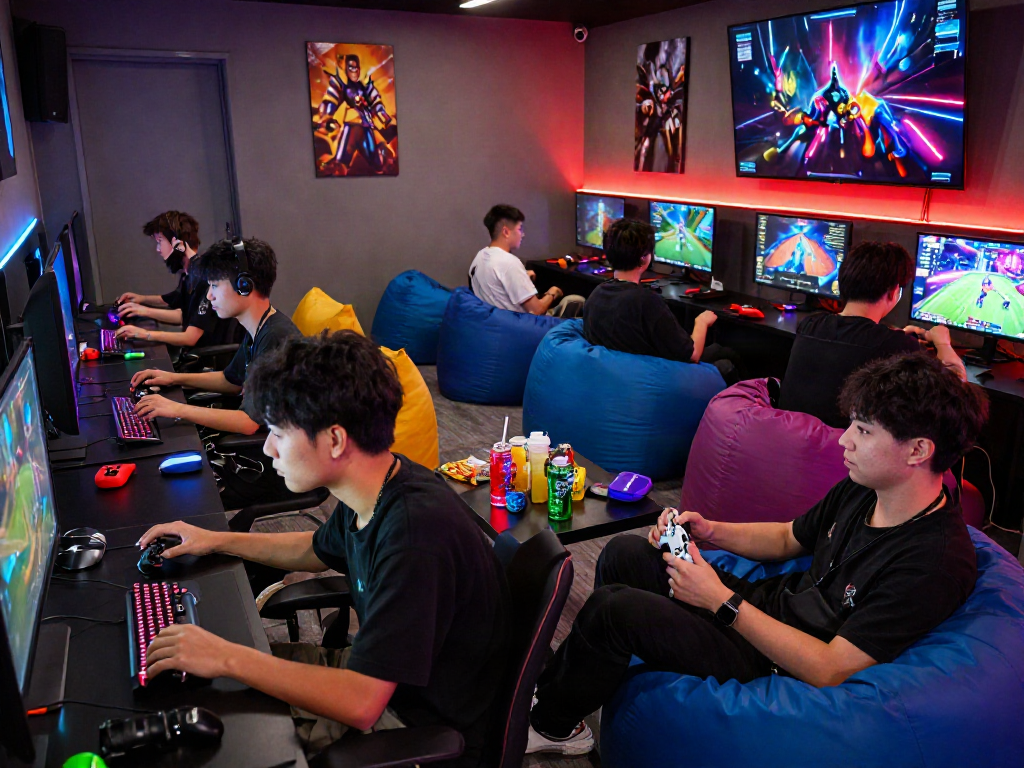 Intense gaming session featuring the mgm game app in a vibrant lounge.