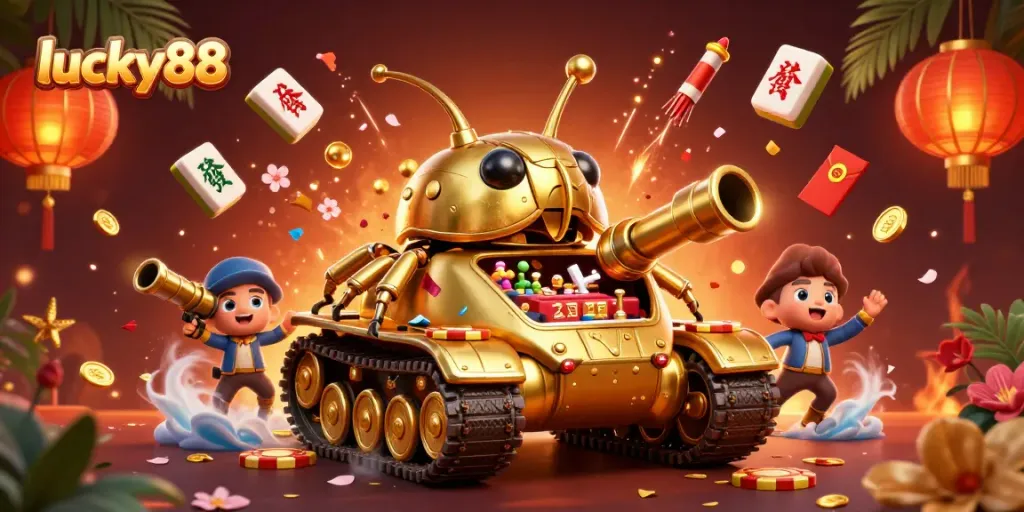 Experience thrilling gameplay with lucky88 in a vibrant 3D casino scene filled with excitement.