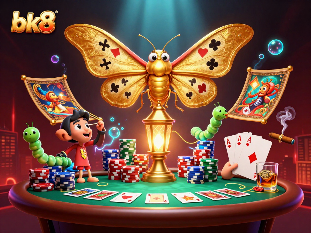 Experience thrilling bets and wins at bk8 with vibrant casino scenes and a majestic moth