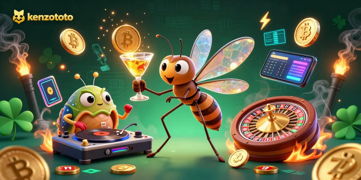 Experience KENZOTOTO's thrilling casino world with a vibrant 3D illustration featuring exciting gaming elements.