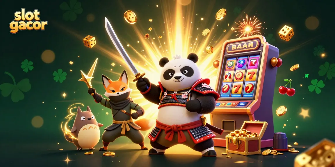 Rasakan gameplay slot gacor yang mendebarkan dengan ilustrasi panda samurai dan rubah ninja kami yang dinamis.