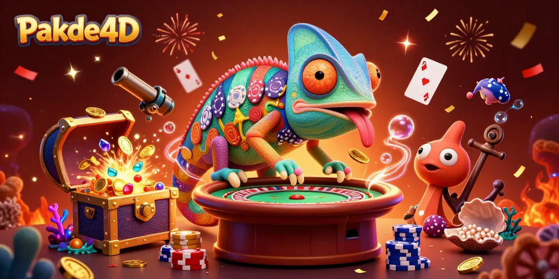 Experience the thrill of winning at Pakde4D with vibrant 3D casino illustration featuring dynamic gaming elements.