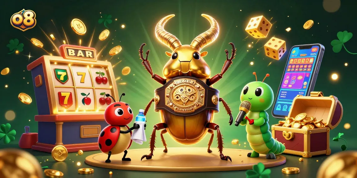 Experience thrilling gameplay with the o 8 giant stag beetle squaring off in a dynamic casino scene.
