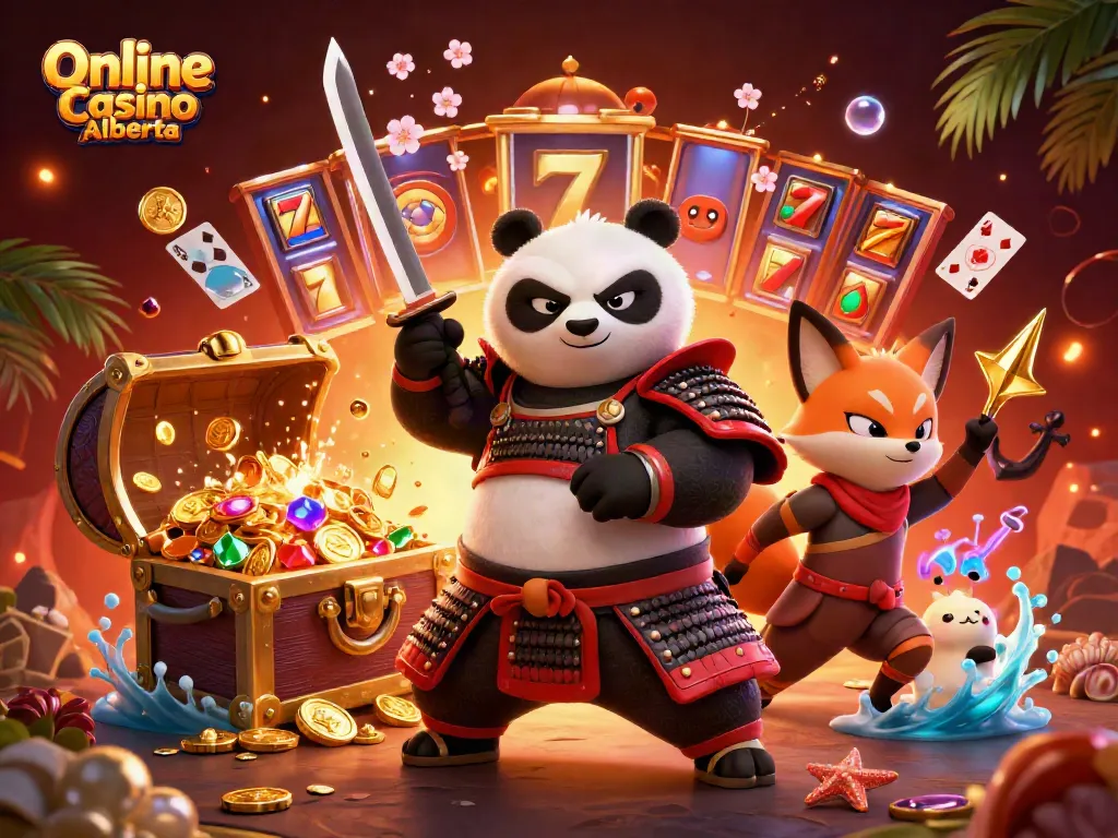 Engage in thrilling experiences at Online Casino Alberta with stunning samurai panda and ninja fox!