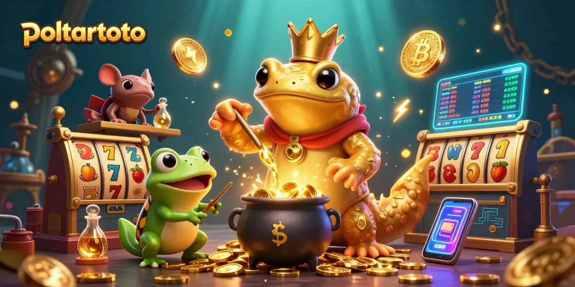 Mainkan poltartoto dengan slot yang menggiurkan dalam ilustrasi permainan penuh warna.