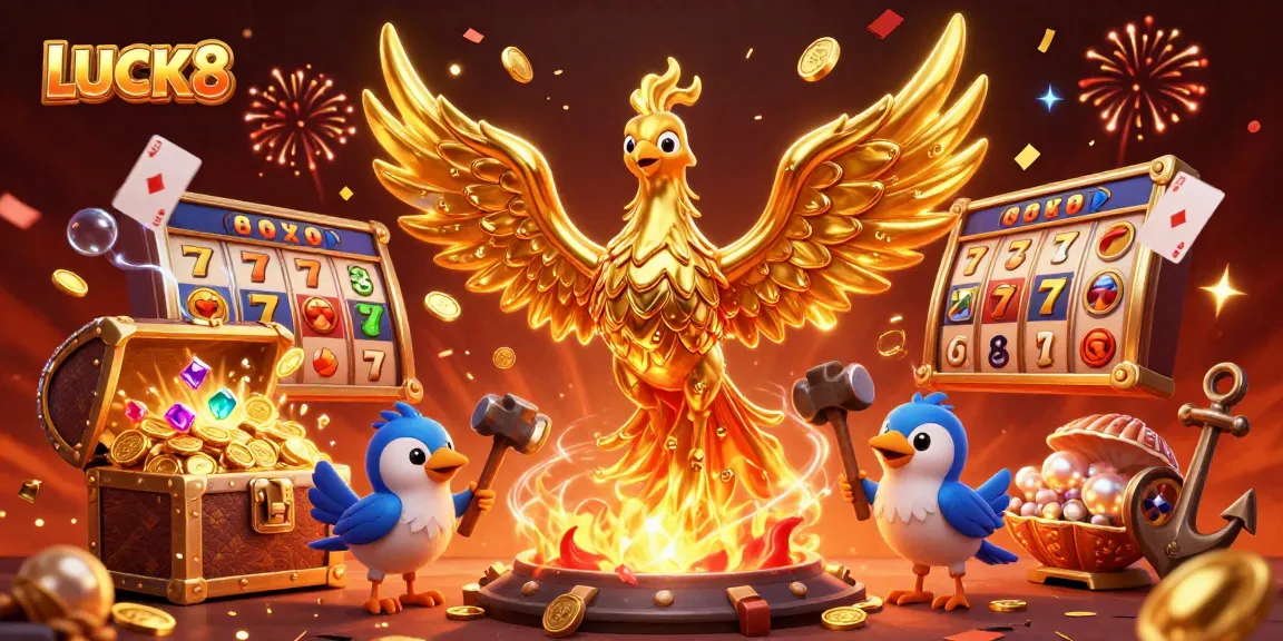 Win big with LUCK8 as the molten golden phoenix brings wealth and excitement to the slots.