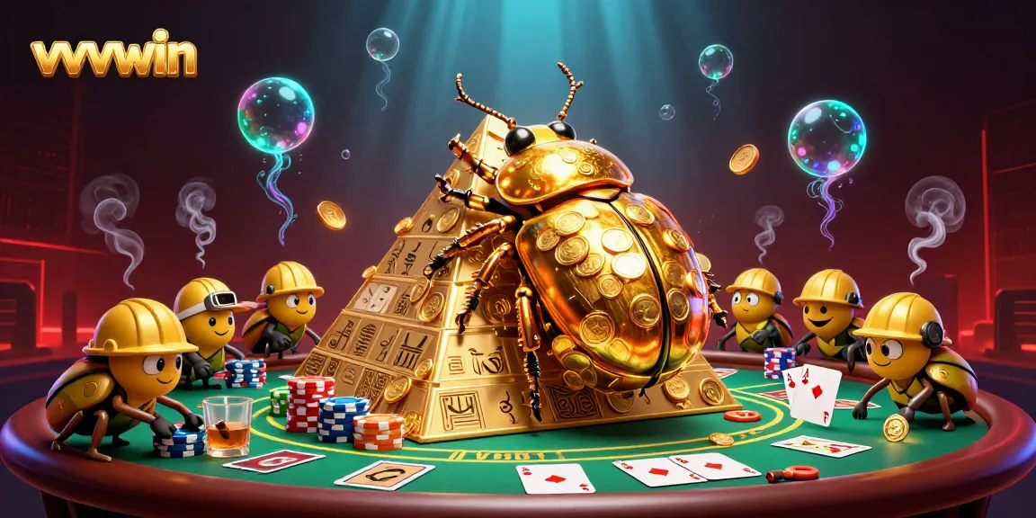 Engage in thrilling gameplay at vvvwin with golden coin beetles and a dynamic poker showdown.