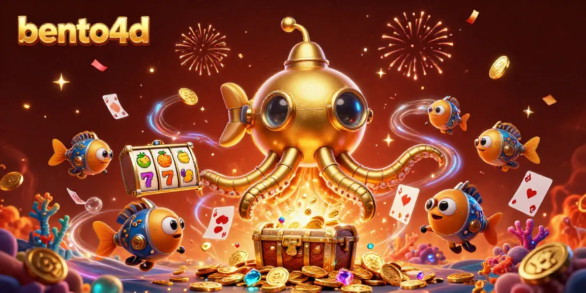 Experience thrilling gaming with bento4d, featuring vibrant slots, gold coins, and a dynamic kraken adventure.