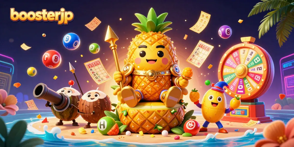 Play exciting games at boosterjp with colorful themes and dynamic prizes in a vibrant casino scene.