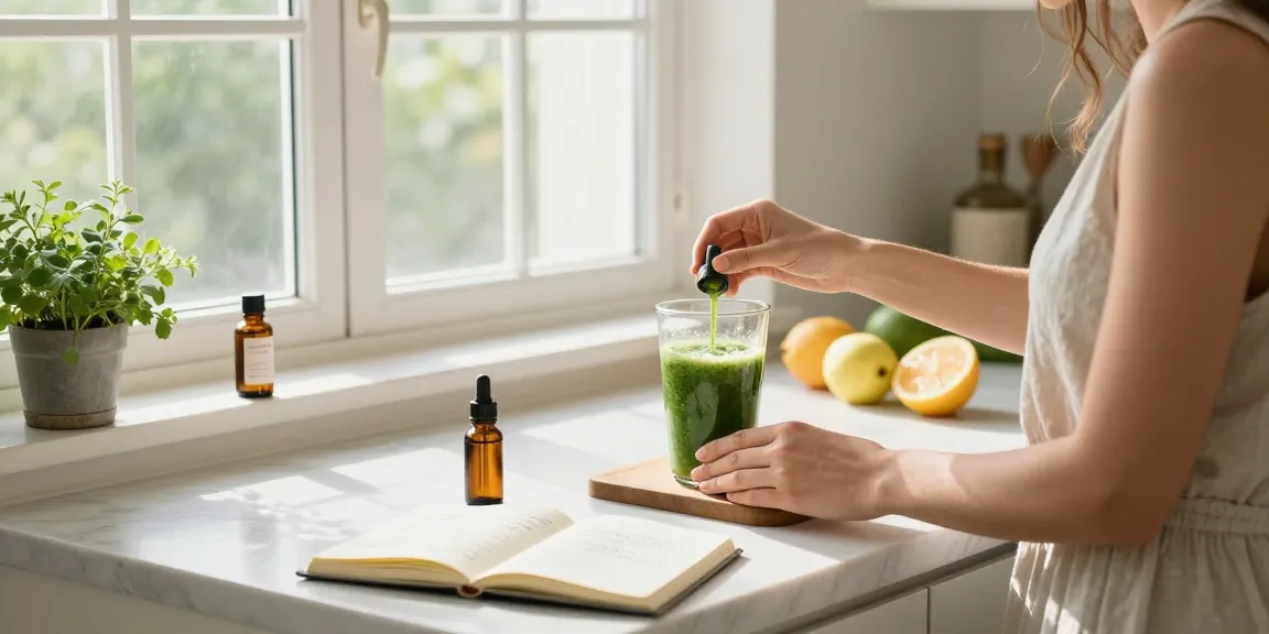 The legal age to vape in Cyprus is supported by natural wellness practices, featuring CBD oil in a vibrant kitchen scene.
