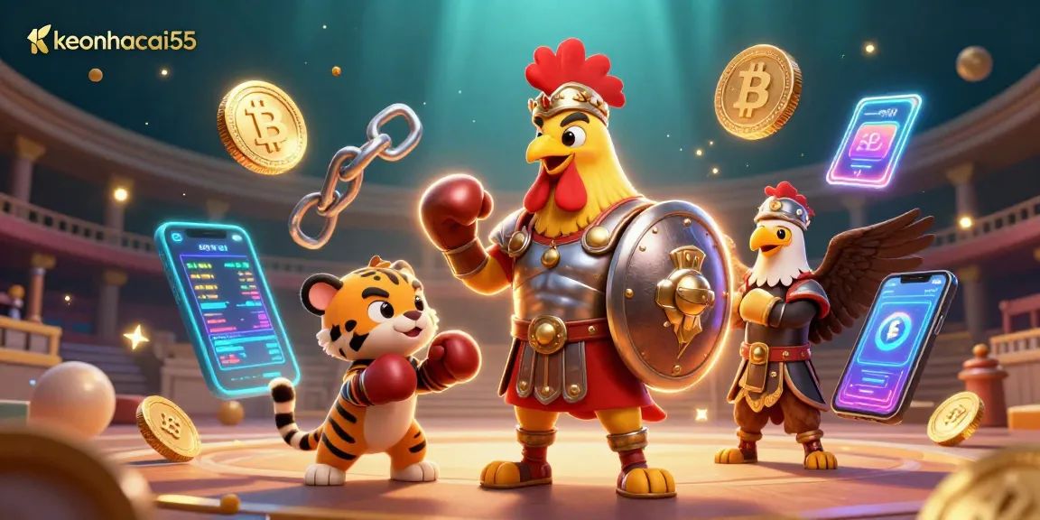 Engage in immersive gameplay with keonhacai55, featuring dynamic 3D characters and vibrant casino elements.