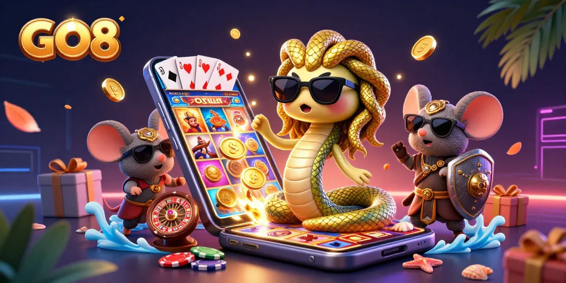 Enjoy spinning reels at GO8's exciting casino with Medusa and a warrior mouse.