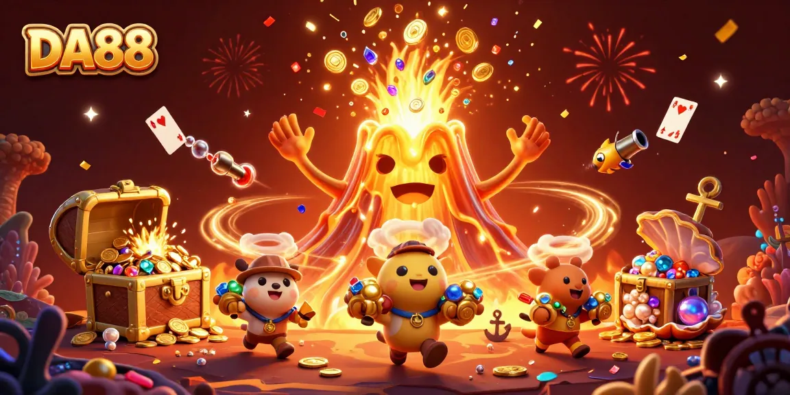 Experience DA88 gameplay with a vibrant treasure scene, showcasing exciting casino elements.