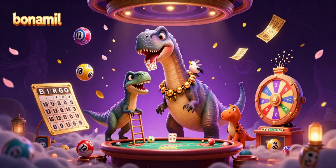 Permainan slot menarik di Bonamil dengan brontosaurus dan raptor yang beraksi.