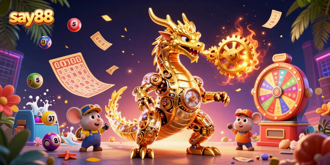 Engage with say88's ultimate lottery experience, featuring vibrant colorful balls and gold elements.