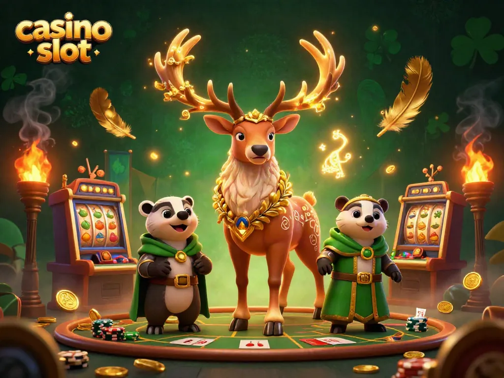 Experience thrilling action in this vibrant casino slot scene with 3D characters and dynamic game elements.