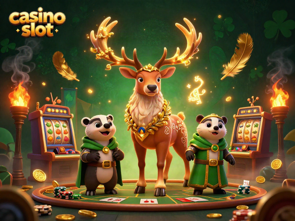 Experience thrilling action in this vibrant casino slot scene with 3D characters and dynamic game elements.