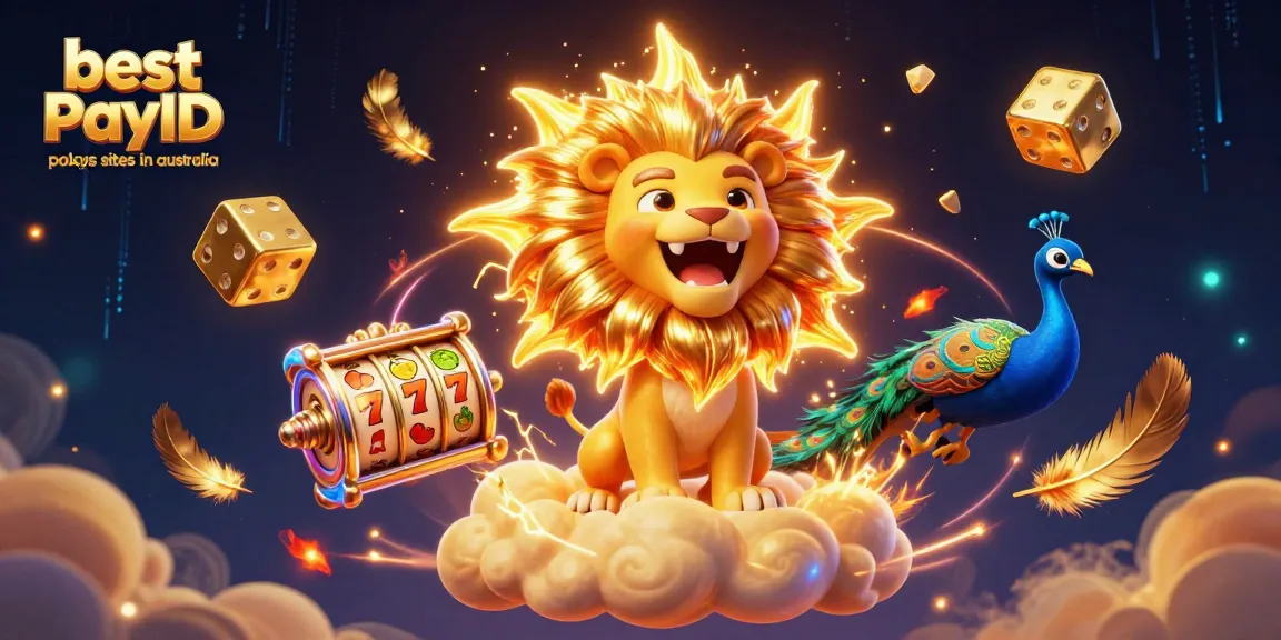 Engage with the best PayID pokies sites in Australia, showcasing a vibrant 3D casino atmosphere with iconic elements.