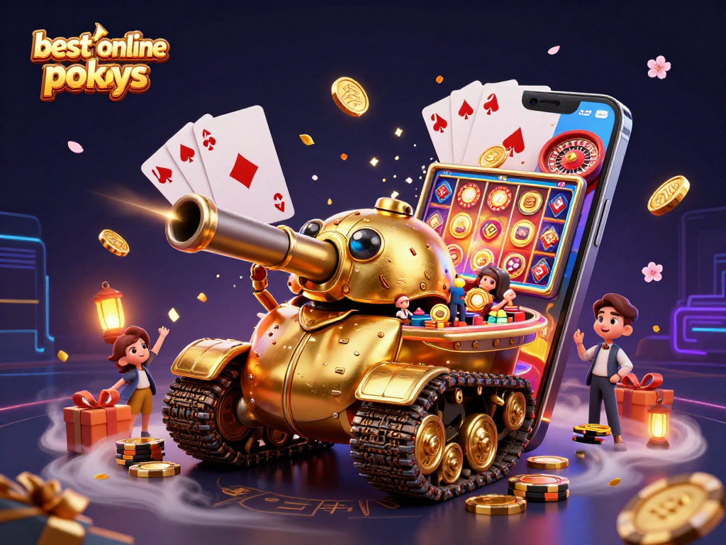 Spin to win with best online pokies in an ultra-detailed 3D casino illustration