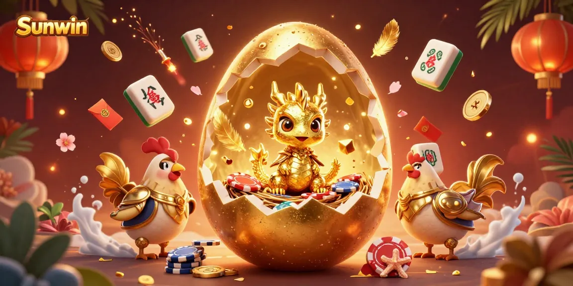 Sunwin fortune awaits in a vibrant casino scene with a dazzling golden dragon and poker chips.