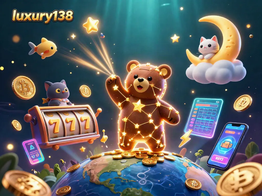 Experience thrilling wins at luxury138 with vibrant slots, glowing symbols, and sparkling coins.