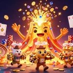 Win big with F8bet’s exciting games featuring golden treasures erupting from a triumphant volcano.