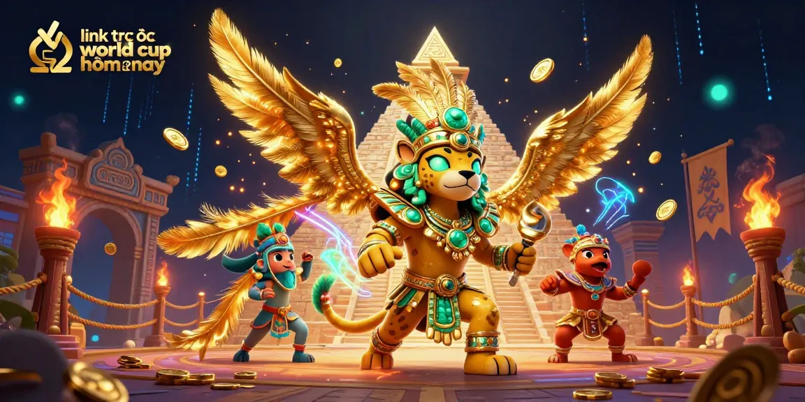 Experience the excitement of link trực tiếp world cup 2026 hôm nay with dynamic 3D illustrated scene featuring vibrant gambling-themed elements.