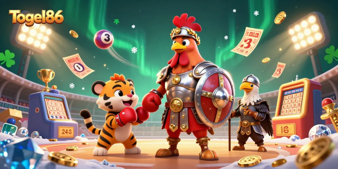 Togel86 engages players with vibrant 3D lottery and gambling elements amidst a dynamic arena.